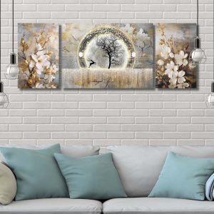 تابلو شاسی 3 تکه طرح گل و گوزن کد 98092