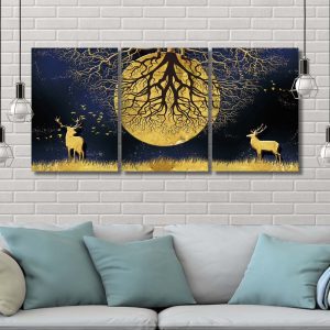 تابلو شاسی 3 تکه طرح ماه و گوزن کد 21137