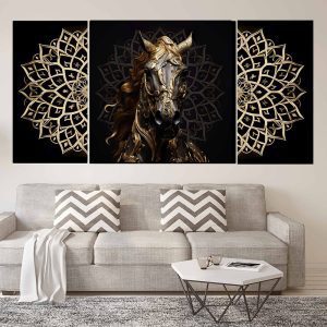 تابلو شاسی 3 تکه طرح مدرن و اسب کد 21395