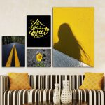 تابلو شاسی 4 تکه طرح سایه و گل و جاده کد 76237