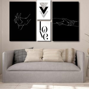 تابلو شاسی 4 تکه طرح دکوراتیو عشق کد 13478
