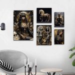 تابلو شاسی 5 تکه طرح مجسمه و چهره مصر باستان کد 54597