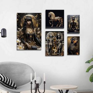 تابلو شاسی 5 تکه طرح مجسمه و چهره مصر باستان کد 54597