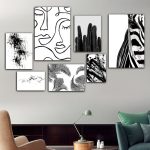 تابلو شاسی 7 تکه طرح مدرن زبرا و کاکتوس کد 22156