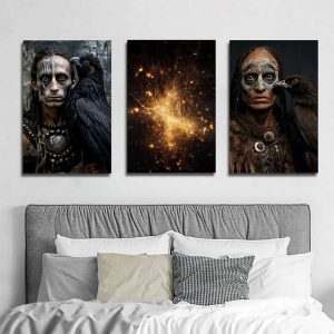 تابلو شاسی 3 تکه طرح مرد سرخپوست کد 22676