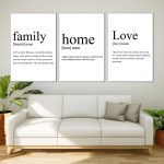 تابلو شاسی 3 تکه طرح انگیزشی خانواده و عشق و خانه کد 47930