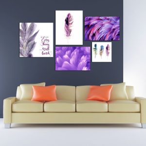 تابلو شاسی 5 تکه طرح مدرن پر بنفش کد 40512