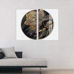 تابلو شاسی 2 تکه طرح مدرن نیم دایره گل کد 46434