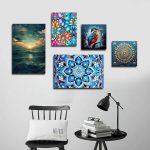 تابلو شاسی 5 تکه طرح دکوراتیو سنتی و طبیعت دریا کد 31319