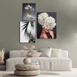 تابلو شاسی 3 تکه طرح گل و برگ کد 31417