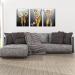 تابلو شاسی 3 تکه طرح مدرن گل و برگ کد 51347