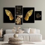 تابلو شاسی 5 تکه طرح برگ انجیری و بال کد 37653