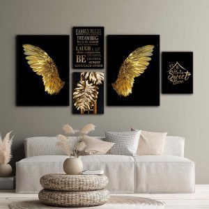 تابلو شاسی 5 تکه طرح برگ انجیری و بال کد 37653