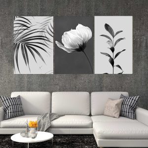 تابلو شاسی 3 تکه طرح مدرن گل و برگ کد 37869