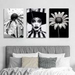 تابلو شاسی 3 تکه طرح دکوراتیو مدرن گل و چهره کد 95909