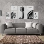 تابلو شاسی 7 تکه طرح مدرن گل لاله و برگ انجیری کد 75435