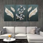 تابلو شاسی 3 تکه طرح مدرن دکوراتیو پر پرنده کد 42325