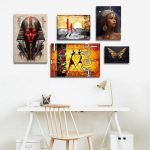 تابلو شاسی 5 تکه طرح مدرن فرهنگ آفریقایی و پروانه طلایی کد 83579