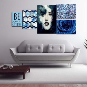 تابلو شاسی 5 تکه طرح گل و پرتره کد 57447