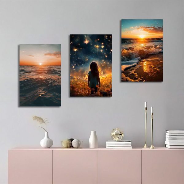 تابلو شاسی 3 تکه طرح آسمان شب کد 28131 - Image 1