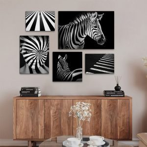 تابلو شاسی 5 تکه طرح دکوراتیو مدرن راه راه کد 74686