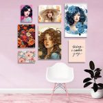 تابلو شاسی 7 تکه طرح چهره و گل رنگی دخترانه کد 92240