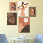 تابلو شاسی 5 تکه طرح دکوراتیو آفریقایی کد 79352