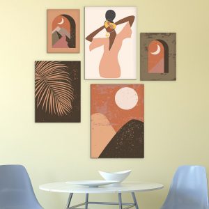 تابلو شاسی 5 تکه طرح دکوراتیو آفریقایی کد 79352