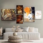 تابلو شاسی 5 تکه طرح کتاب و نقشه جهان کد 44522