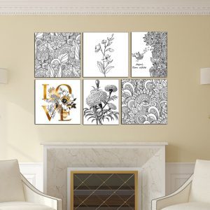 تابلو شاسی 6 تکه طرح گل و عشق کد 75612