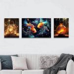 تابلو شاسی 3 تکه طرح ماهی بال دار کد 33416