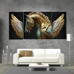 تابلو شاسی 3 تکه طرح مدرن بال و اسب کد 93748