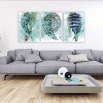 تابلو شاسی 3 تکه طرح مدرن طبیعت و برگ سبز کد 36071