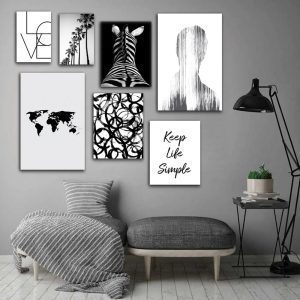 تابلو شاسی 7 تکه طرح مدرن سیاه و سفید زبرا و جمله انگیزشی کد 20322