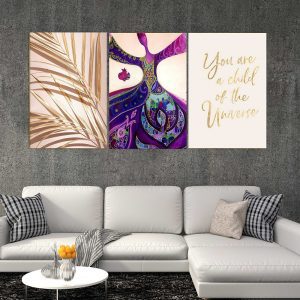 تابلو شاسی 3 تکه طرح مدرن جمله انگیزشی و رقص سماع کد 79163