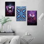 تابلو شاسی 3 تکه طرح گل و پروانه دربند کد 36365