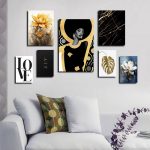 تابلو شاسی 7 تکه طرح ترکیبی برگ انجیری و LOVE کد 67422