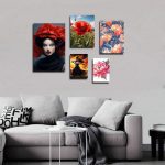 تابلو شاسی 5 تکه طرح طراحی مدرن طبیعت و چهره کد 19305