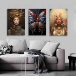 تابلو شاسی 3 تکه طرح چهره و پروانه کد 41195