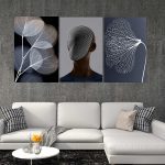 تابلو شاسی 3 تکه طرح مدرن برگ و چهره کد 84847
