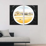 تابلو شاسی 2 تکه طرح مدرن نیم دایره طبیعت و دریا کد 71993
