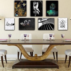 تابلو شاسی 7 تکه طرح گیتار و چهره و اسب سیاه کد 17944