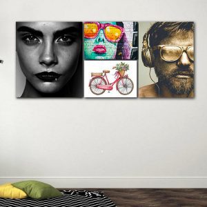 تابلو شاسی 4 تکه طرح چهره و دوچرخه کد 68800