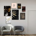 تابلو شاسی 7 تکه طرح مدرن ورق طلا برگ و جمله انگیزشی کد 61173