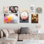 تابلو شاسی 7 تکه طرح گل رنگی و فرشته کد 82845