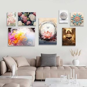 تابلو شاسی 7 تکه طرح گل رنگی و فرشته کد 82845