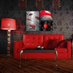 تابلو شاسی 2 تکه طرح دکوراتیو چتر قرمز کد 23238